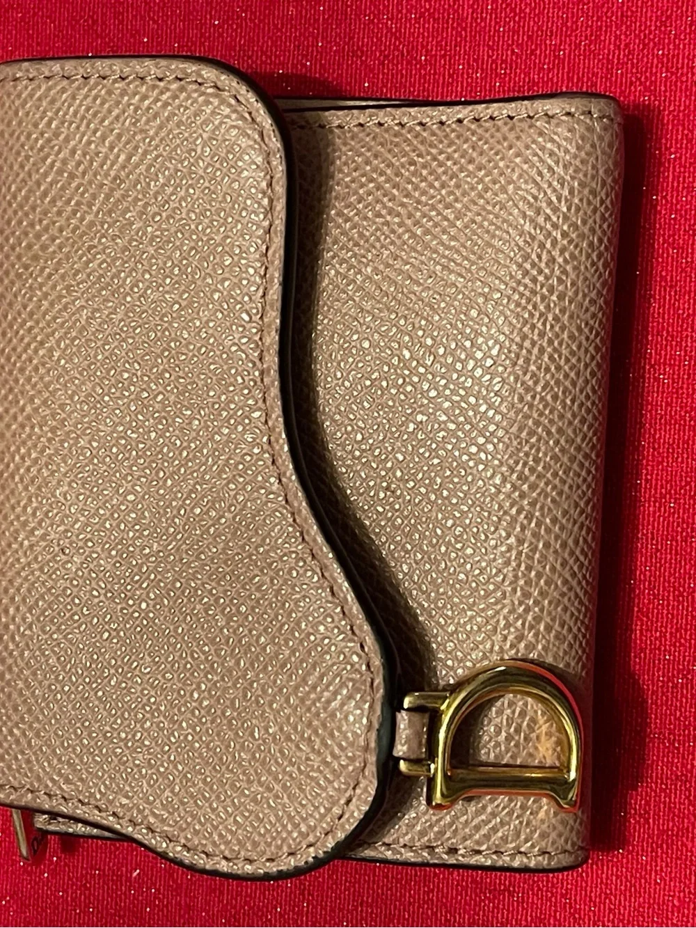 Dior Mini Saddle Wallet in Dusty Rose with Gold Hardware